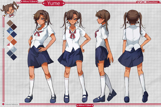 Yume as a Teen Reference sheet